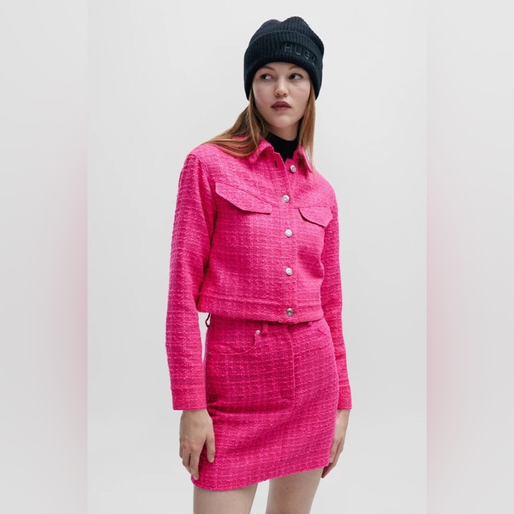 HUGO RELAXED-FIT JACKET IN BOUCLÉ FABRIC WITH POLISHED TRIMS